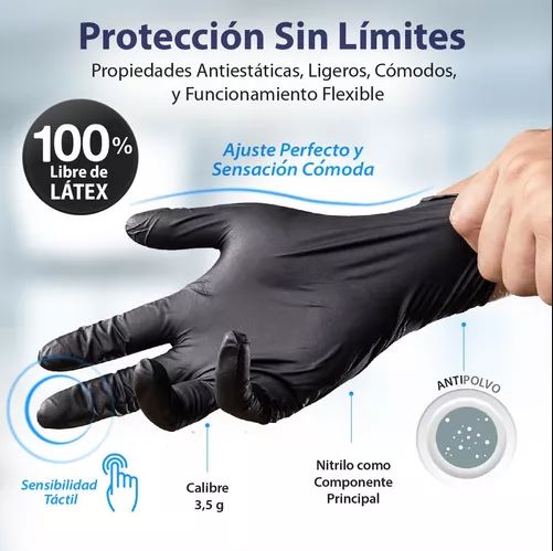 [3031091] GUANTE NEGRO LATEX CH CJ C/100
